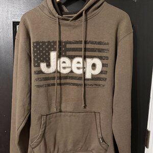 Womens Mens Unisex Jeep Army Hoodie Green White LArge